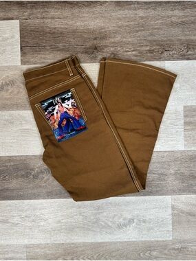 Eytys Brown Flared Pants with Back Pocket Patch